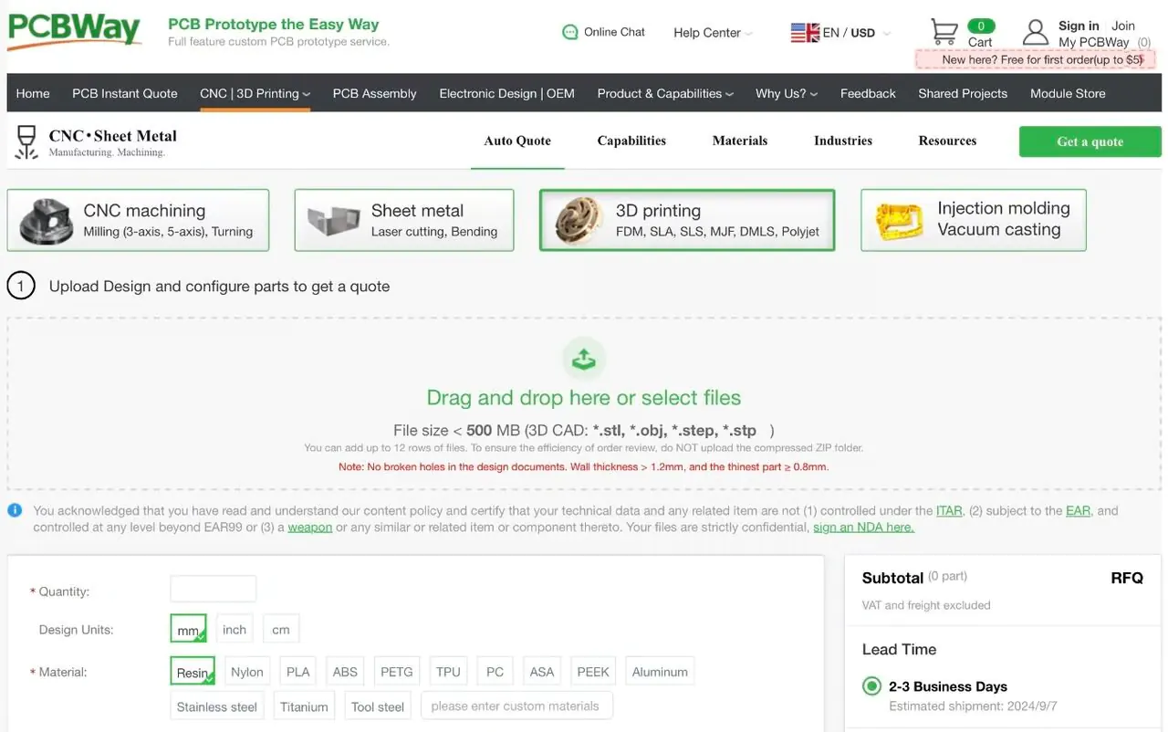 Just like their PCBs, you order printed parts off an online platform