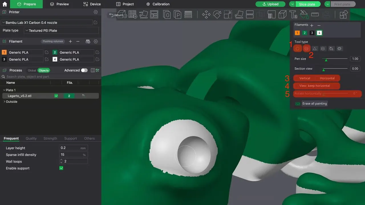 Do detailed coloring with Circular or Sphere mode
